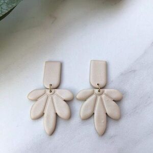 Beige Leaf Drop Earrings